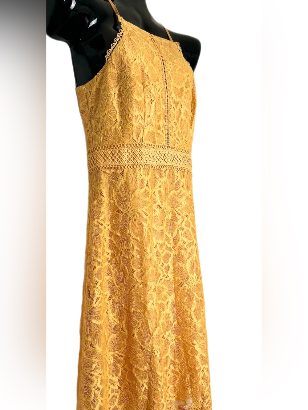 ANTONIO MELANI Yellow Lace Midi Dress *NWOT - Picture 14 of 16